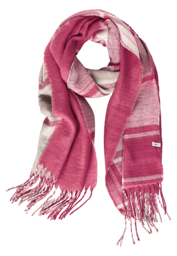 Doubleface Schal mit Fransen - cosy coral