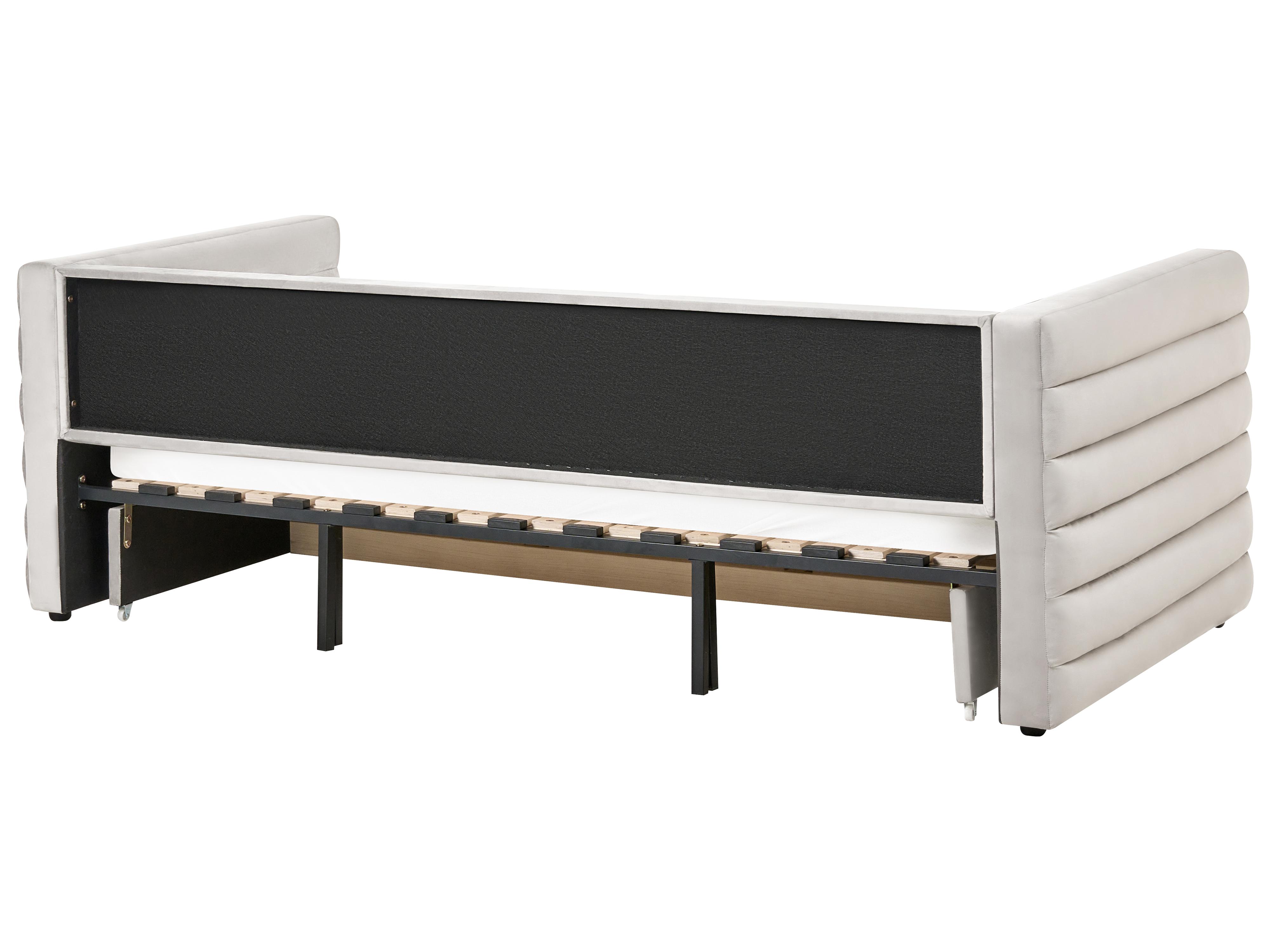 Bedbank met opbergruimte Fluweel MEUDON 90 x 200 cm Grijs