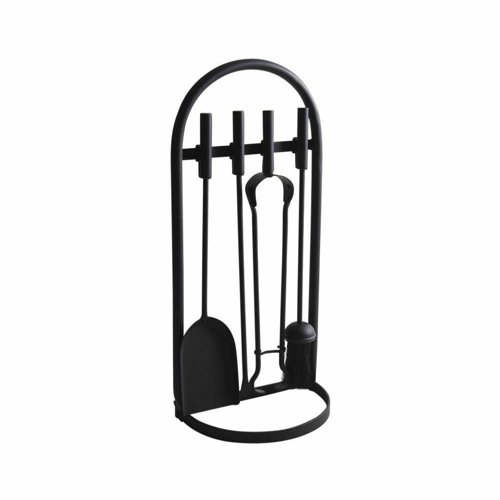 Valet de cheminée 4 accessoires métal noir