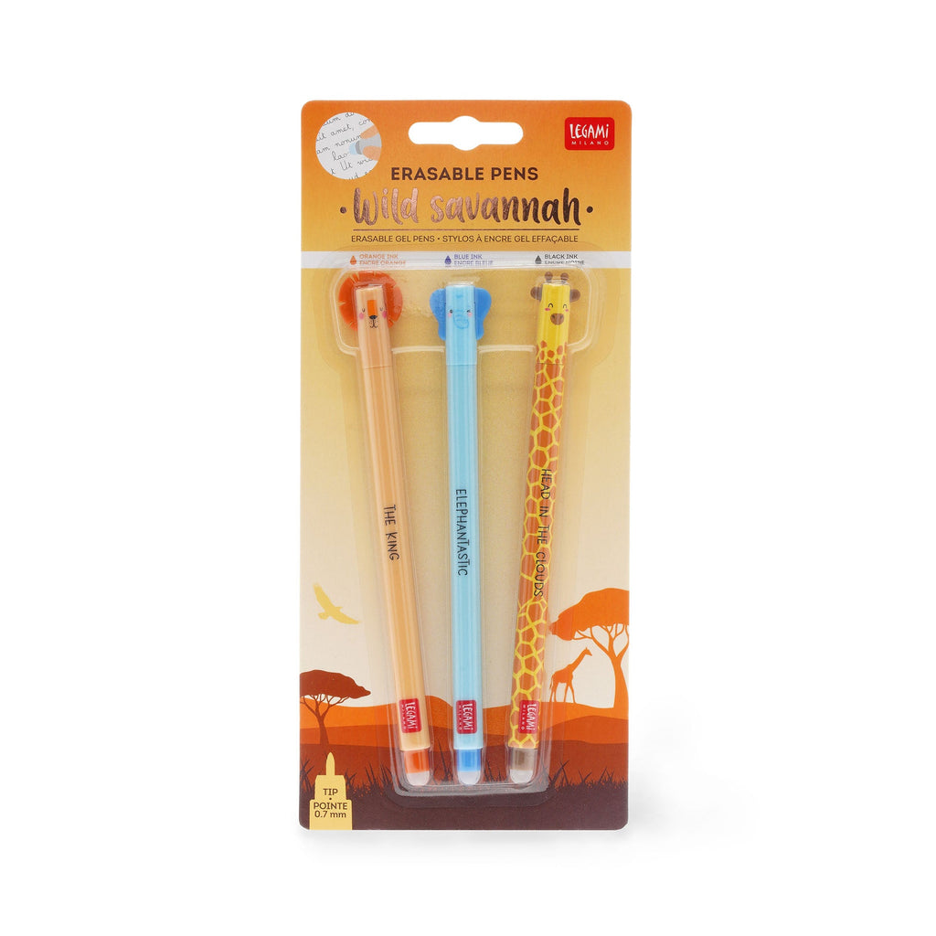 Conjunto 3 Canetas Apagar - Animais Selva