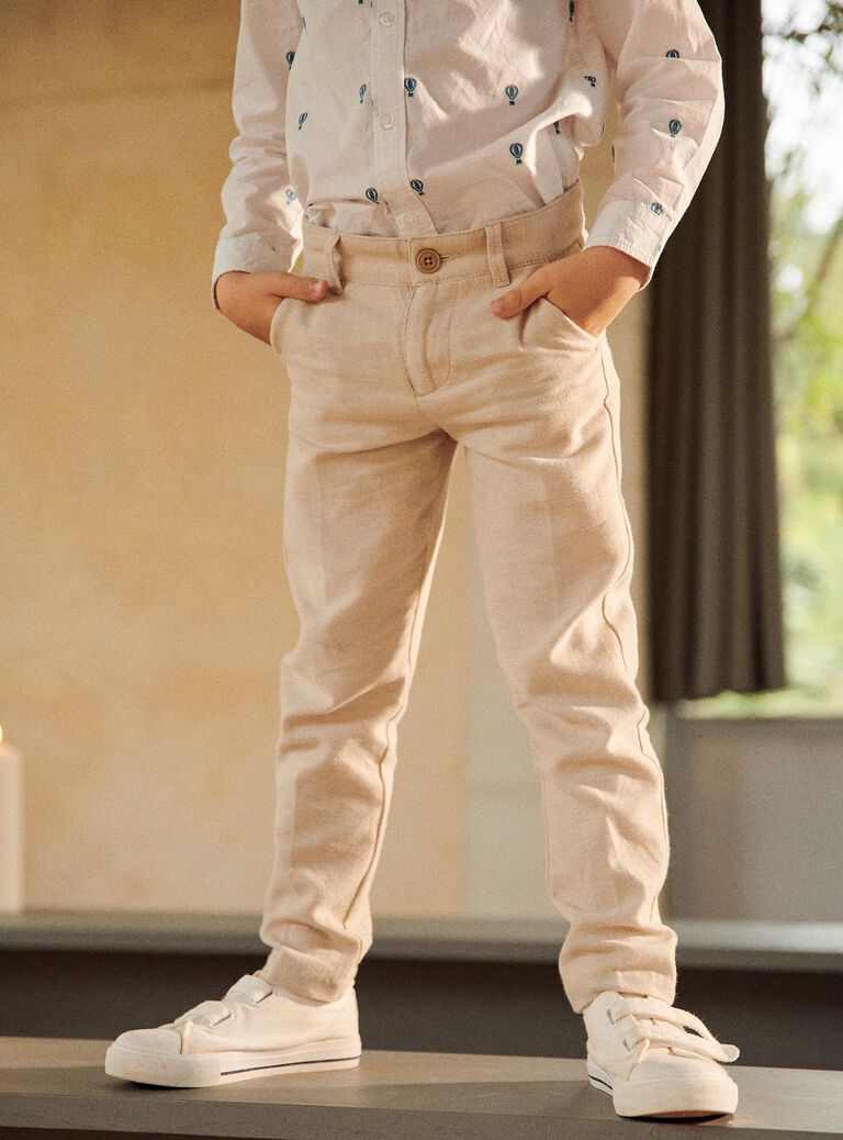 Pantalon beige en lin