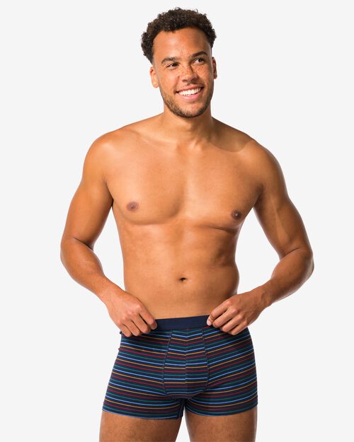3 boxers homme modèle court coton stretch rayures bleu foncé