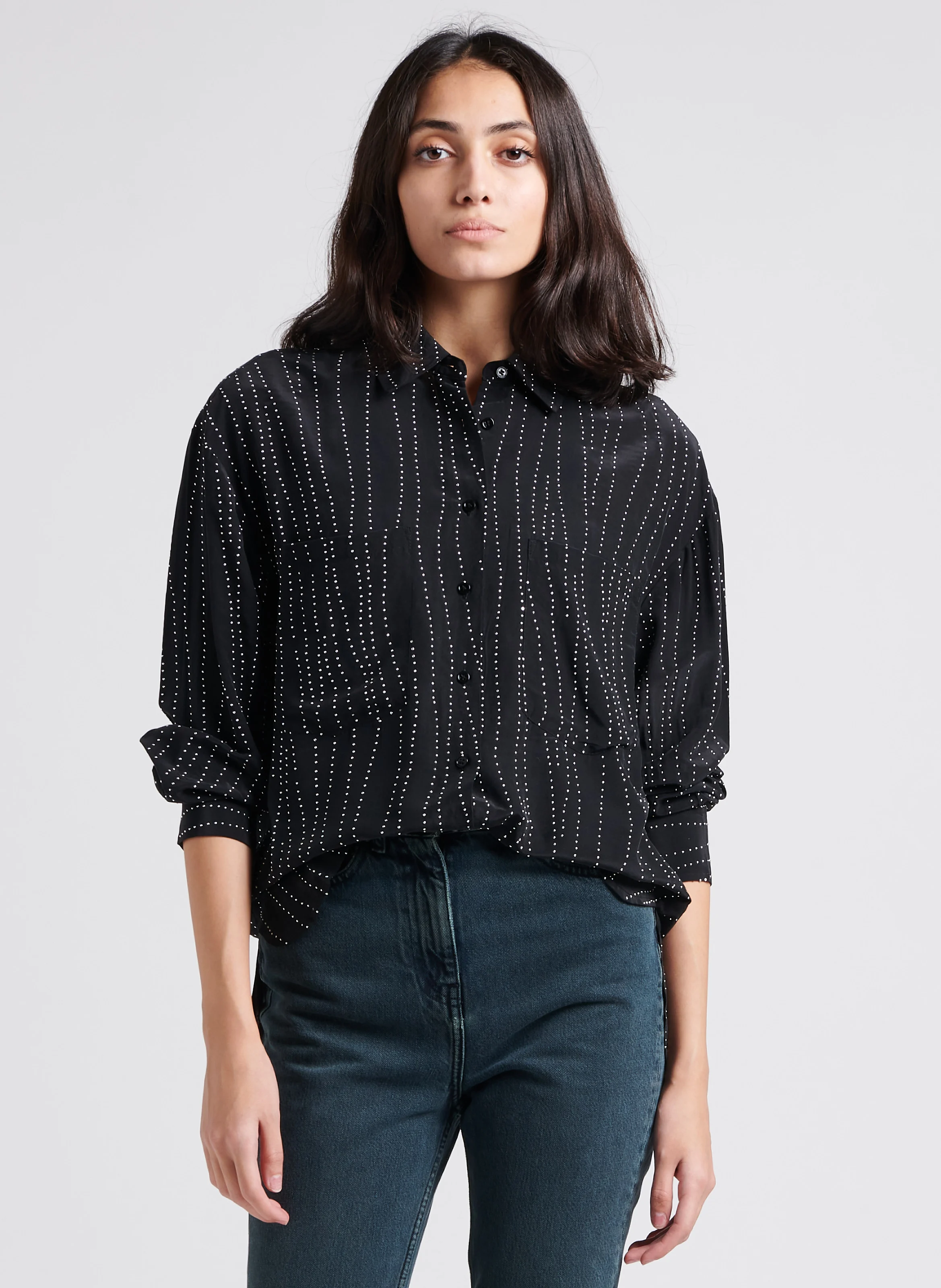 ZEFIRO - Chemise fluide à studs all over | Noir