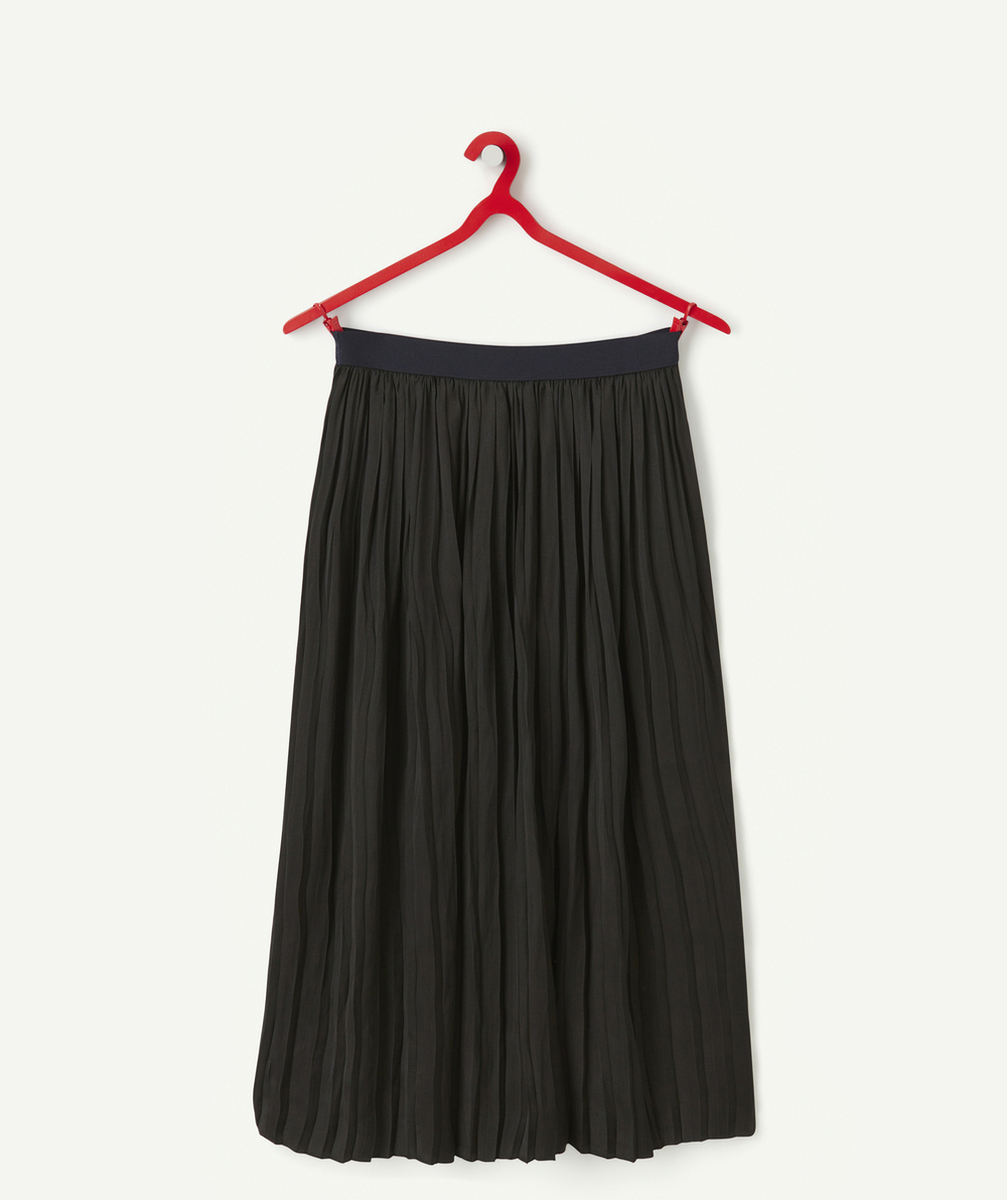 JUPE LONGUE PLISSÉE FILLE NOIRE TAILLE ÉLASTIQUÉE BLEUE