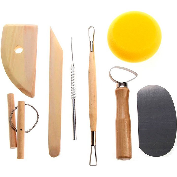 Kit du potier 8 outils pour modeler et donner forme a la  p te et argile avec trousse   de rangement