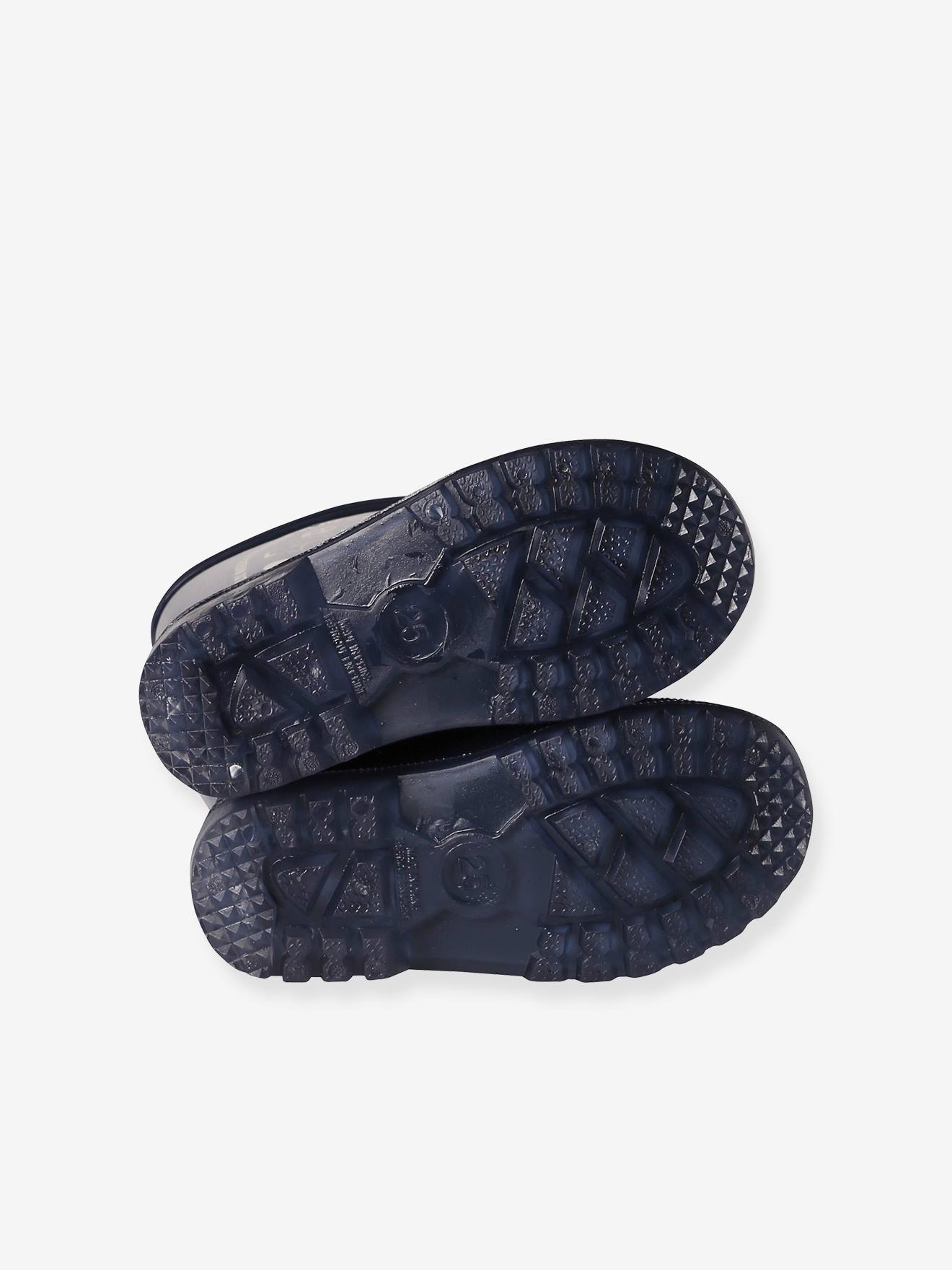 botas de chuva azul-marinho com estampa de esqueleto