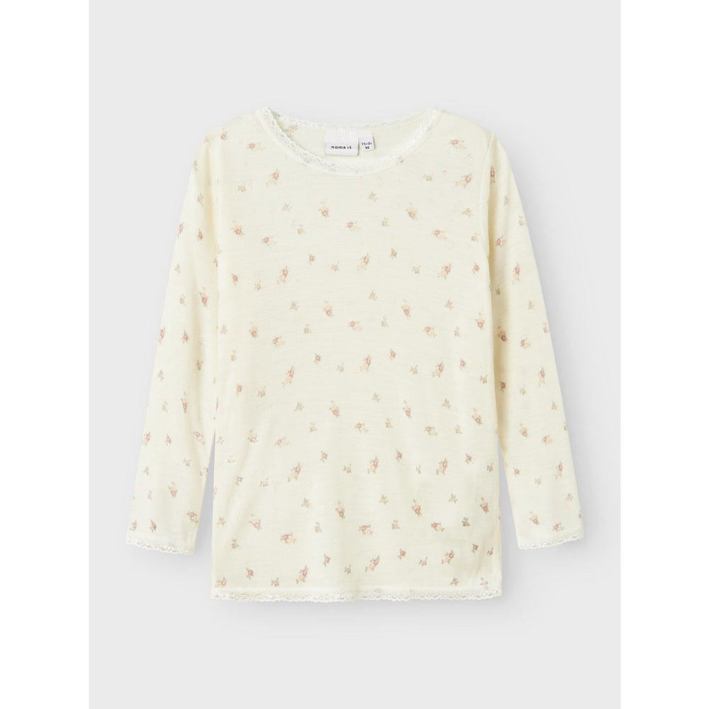 Køb Name It Snow White Small Flowers Nmfwang Uld Needle Ls Top Noos