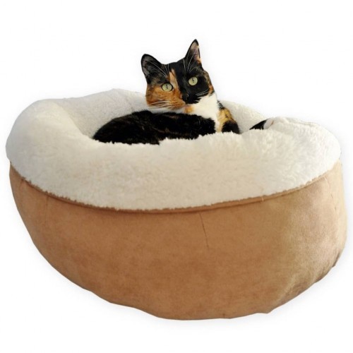 Cama redonda para animais de estimação, marrom