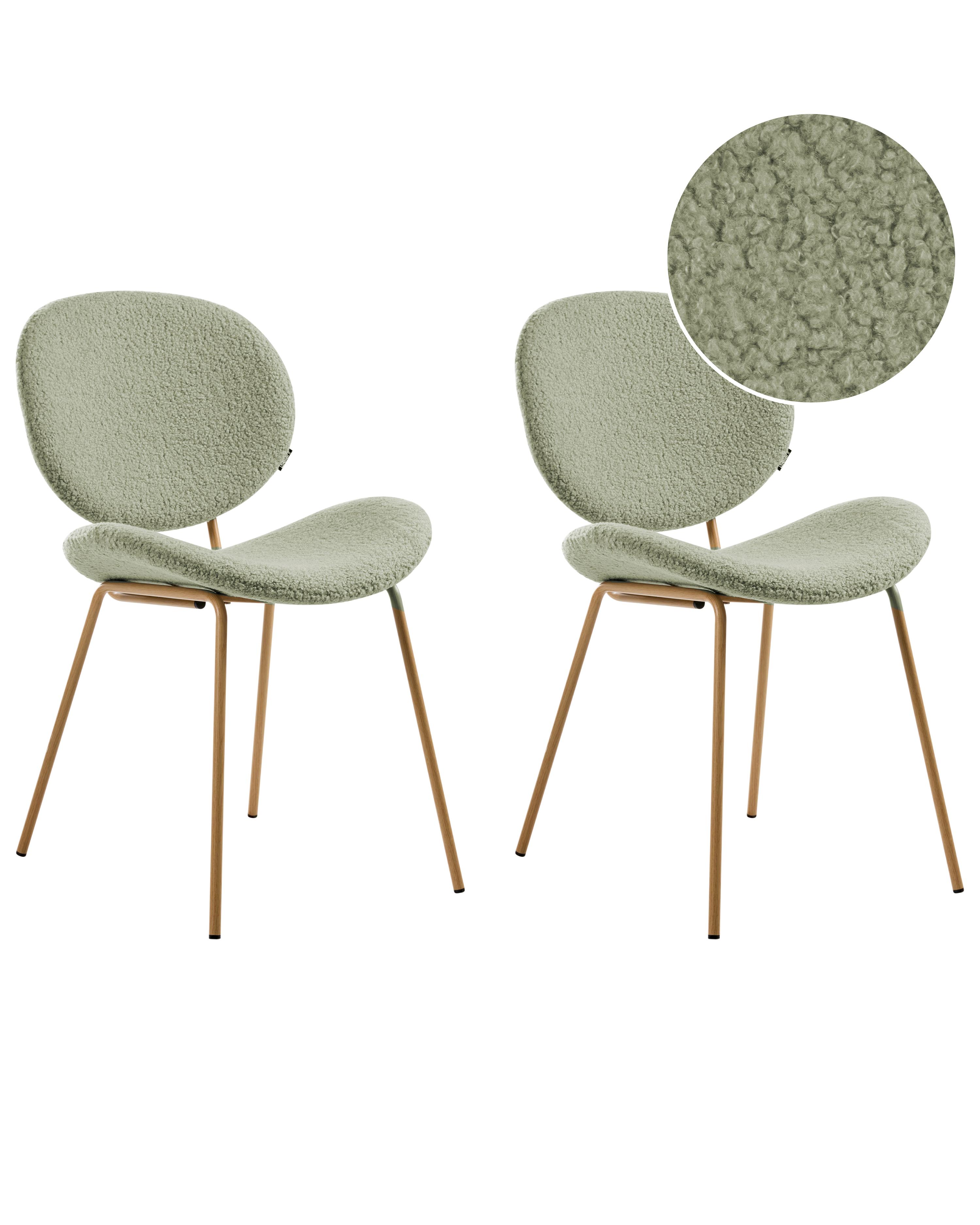 Set van 2 eetkamerstoelen LUANA Bouclé Lichtgroen