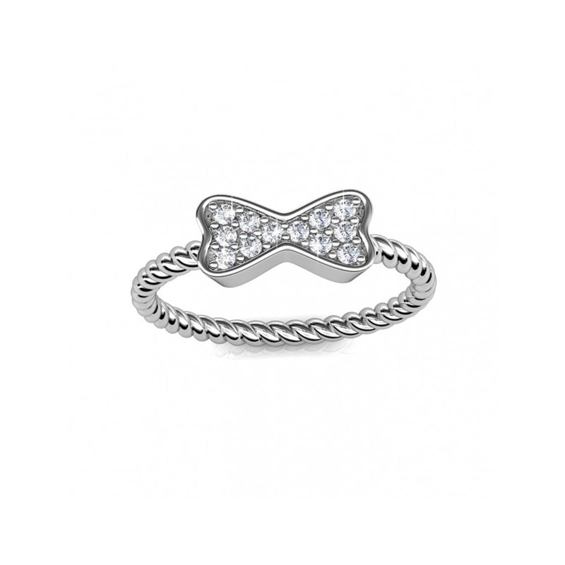 Bague Twisted Ribbon - Argenté et Cristal