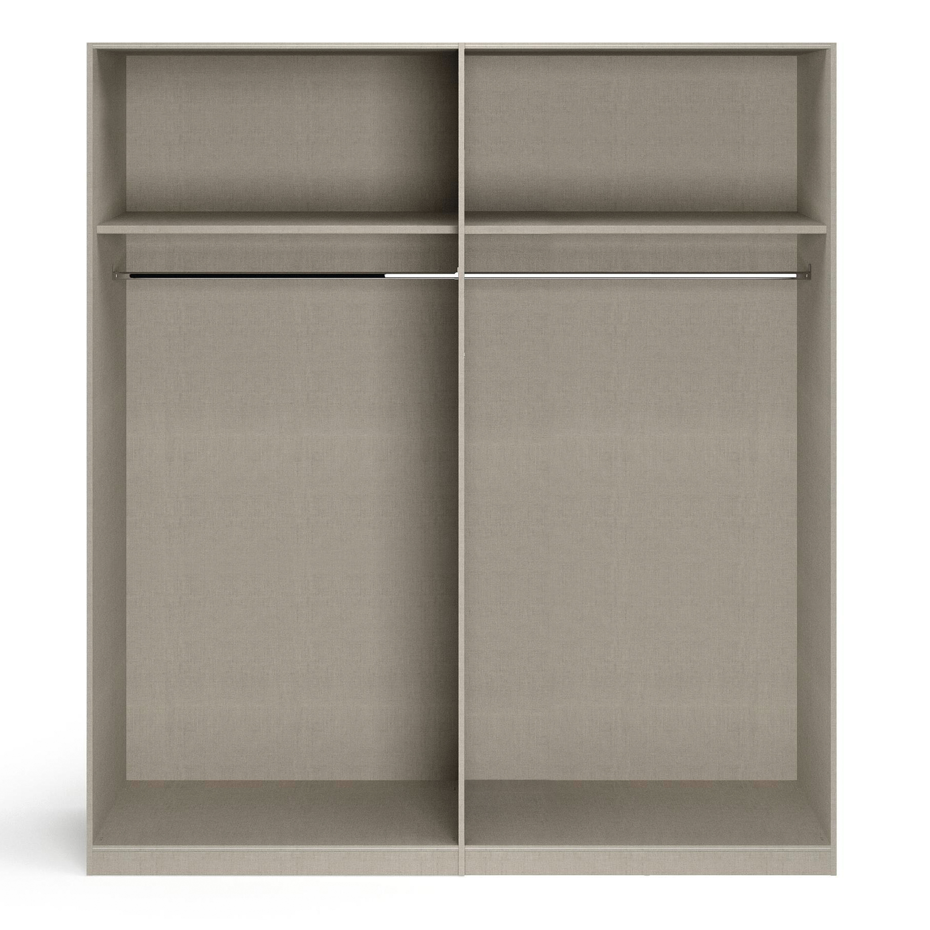 Drehtürenschrank - seidengrau - Kristallglasspiegel - 4-türig - 181x210 cm
