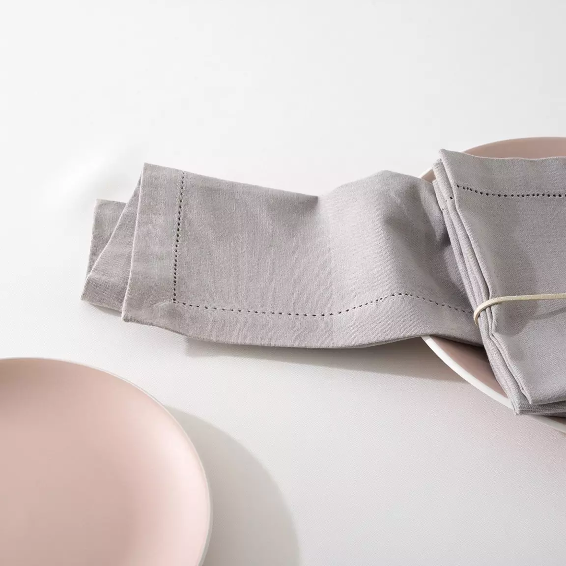 Lot de 4 serviettes coton (40 x 40 cm) Chambray Gris clair