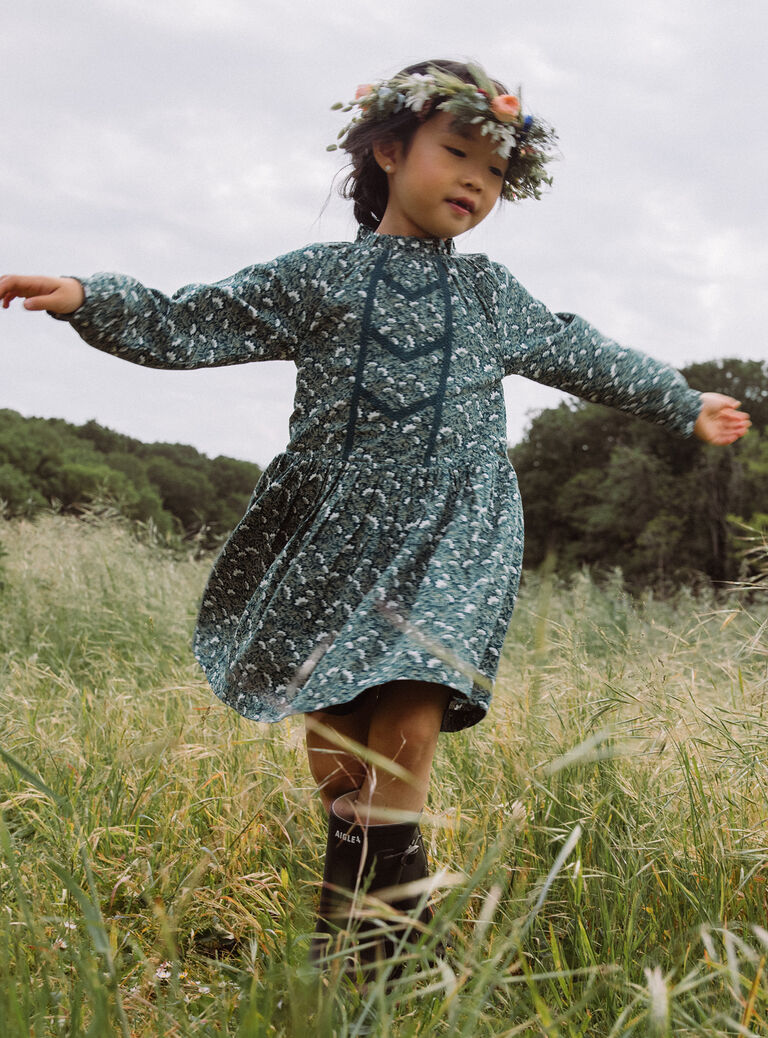 Robe vert émeraude à imprimé fleuri