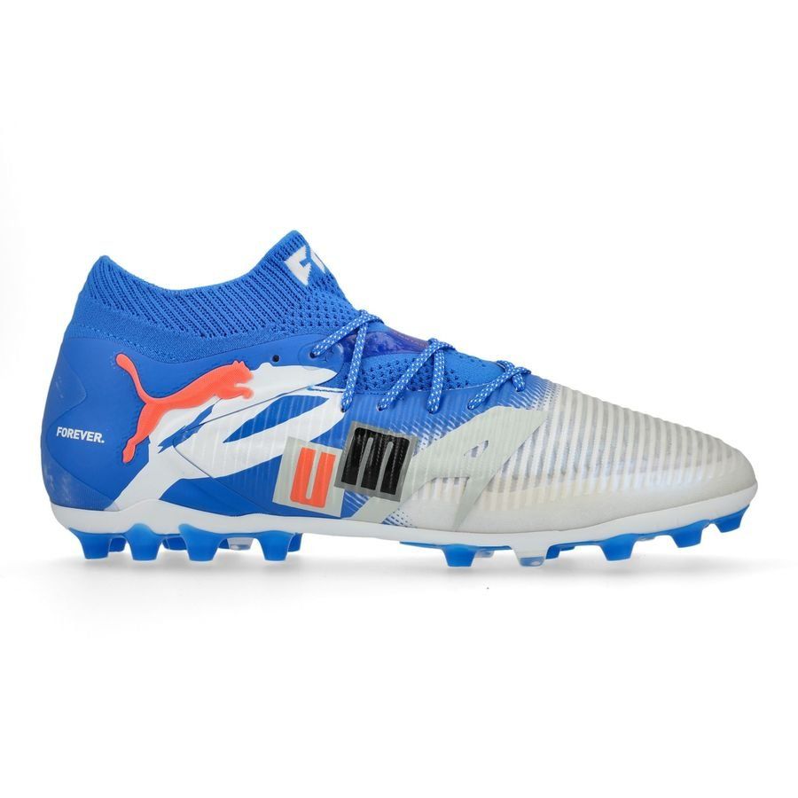 PUMA Future 8 Ultimate MG Forever - Blanc/Bleu/Gris/Noir/Glowing Red ÉDITION LIMITÉE