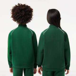 Sweatshirt zippé avec détails contrastés Pullovers & Sweatshirts - Vert - Lacoste - Enfant