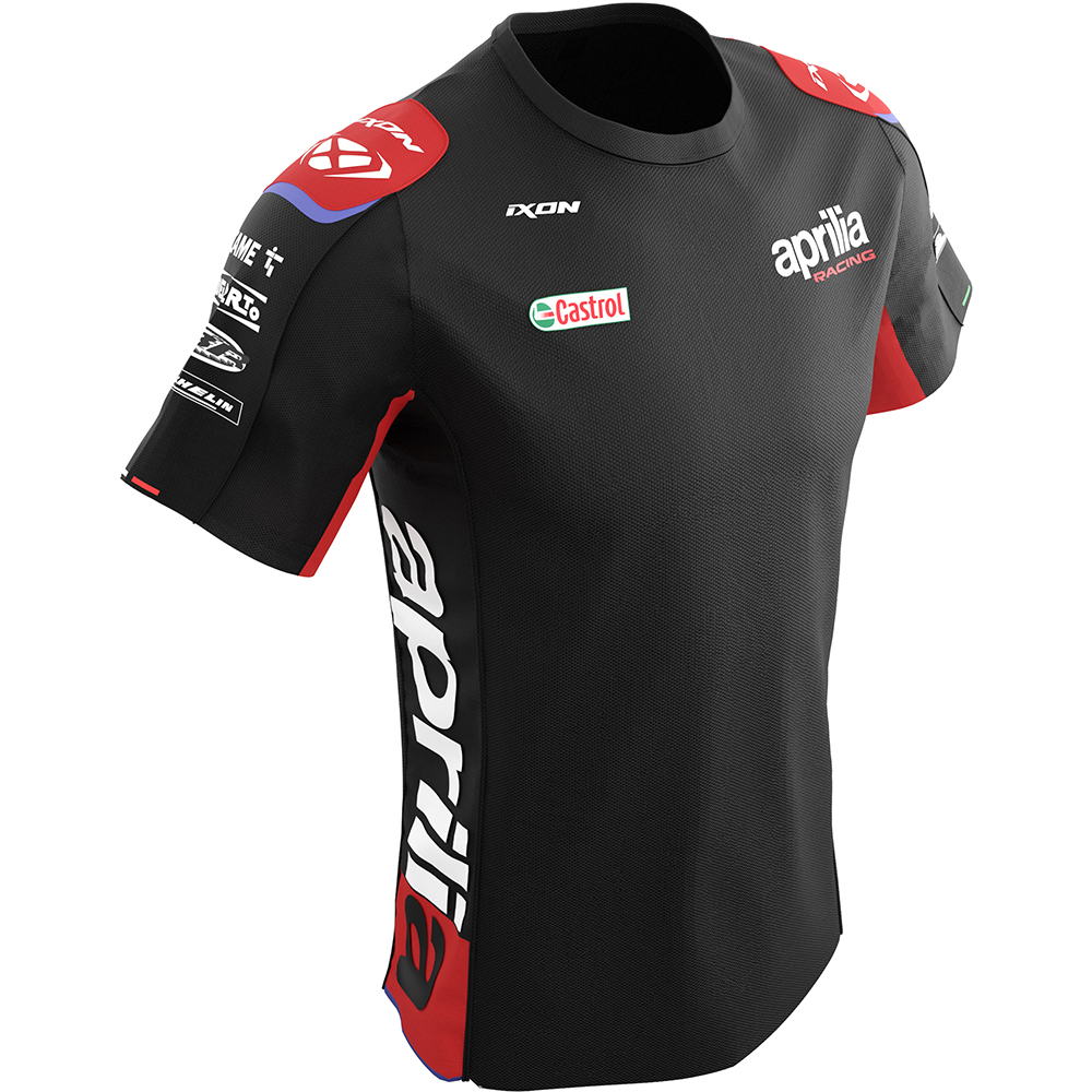 Ixon - T-shirt enfant Aprilia Kid 22 Noir / Rouge fluo