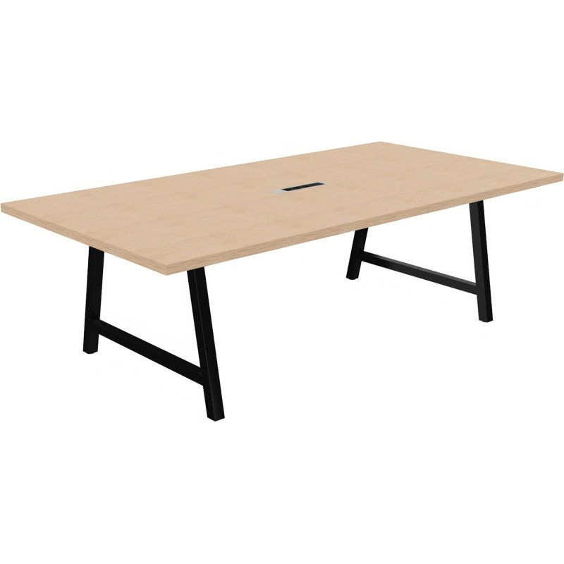 Table de réunion Synergy avec bloc électrique encastré 3 prises AC + 1 USB-A +1 USB-C