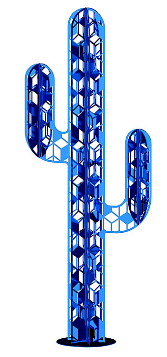 Cactus 3 branches origami h.170 cm bleu