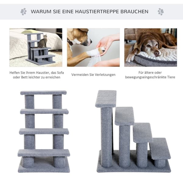 Dyretrapp Kattetrapp Hundetrapp Trapp For Katter Og Hunder 4 Trinn Grå 63,5X43X60Cm