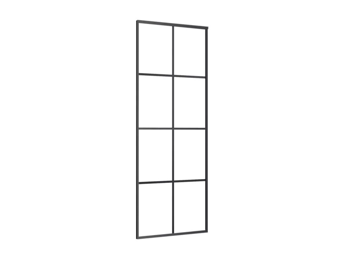 Porte coulissante Noir 76x205 cm Verre ESG et aluminium