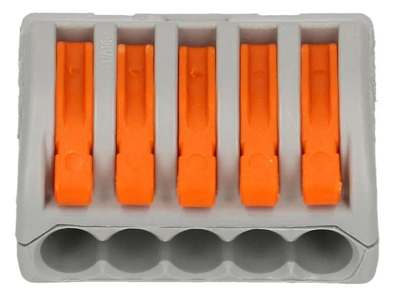 WAGO Verbindungsklemme Wago Klemme 5L 5-fach, 15 Stück 4er Packung Wago Klemmen für 0.14 - 4 mm² Kabelquerschnitt und max. 32 A