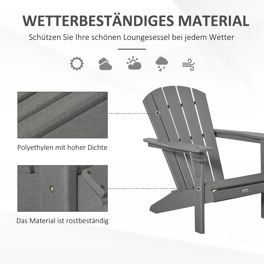 Outsunny Gartenstuhl mit Becherhalter grau