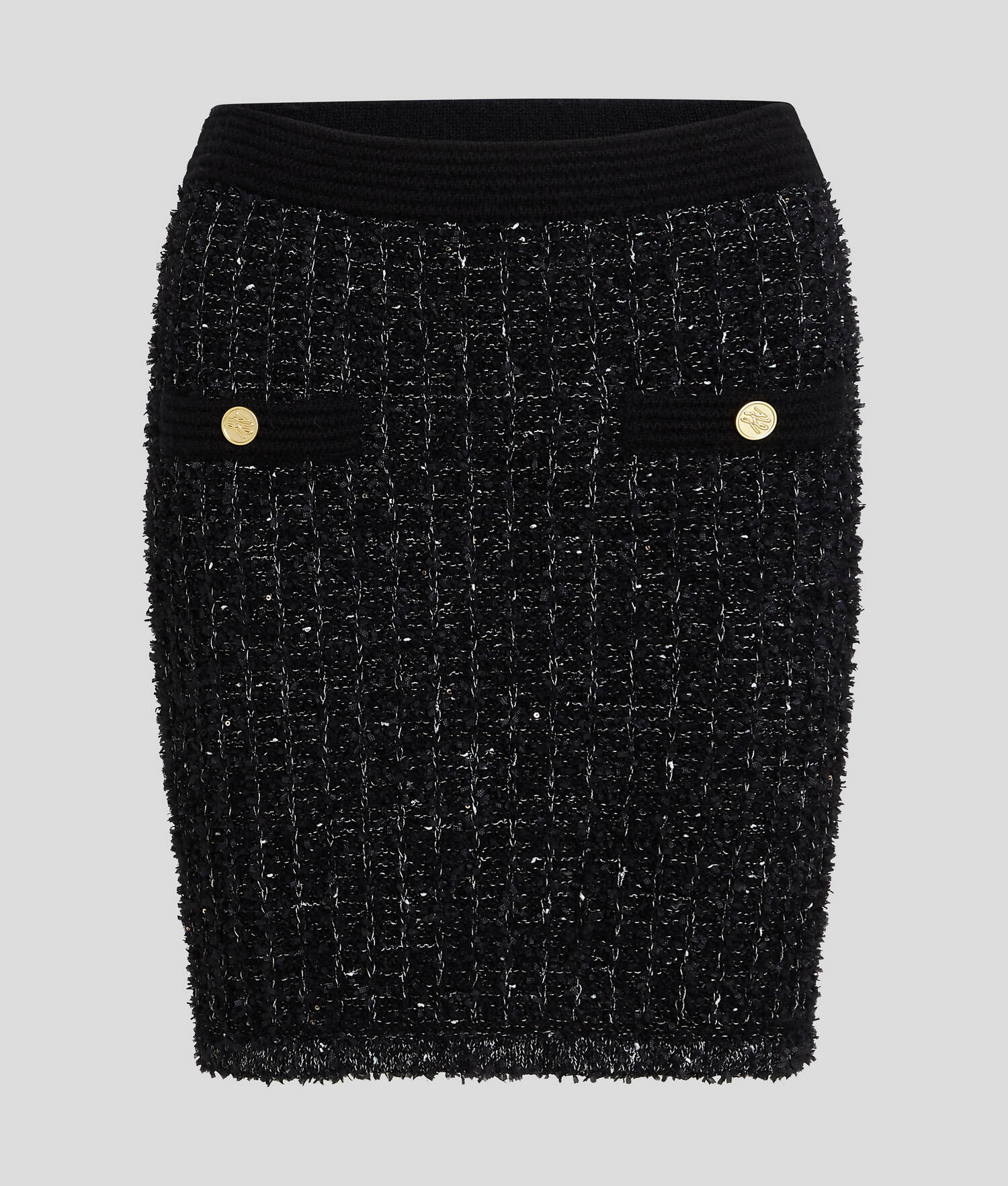 JUPE EN TRICOT BOUCLÉ KARL ESSENTIAL - Noir