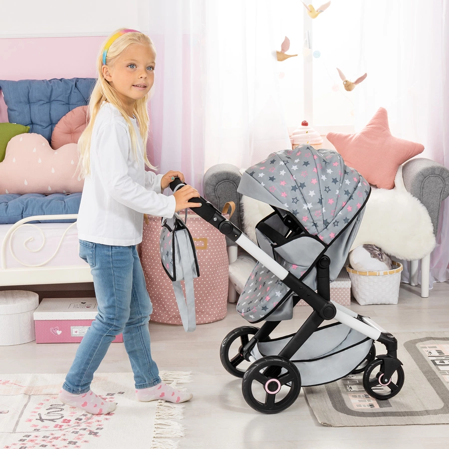 bayer Design Kombi-Puppenwagen Xeo Grau mit Sterne