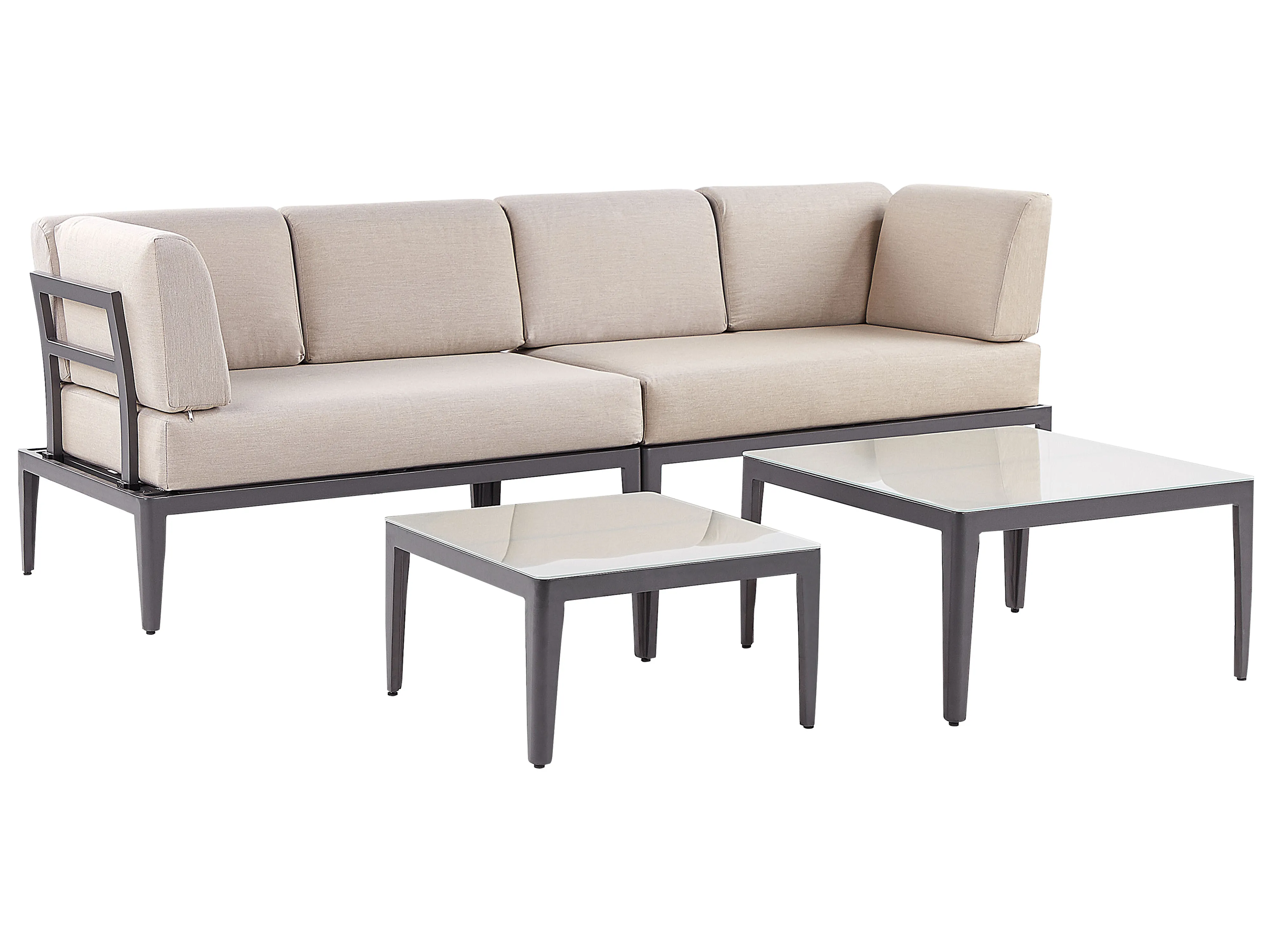 Tuin hoekloungeset met tafel 6-zits RIMA III linkszijdig modulair Metaal Beige
