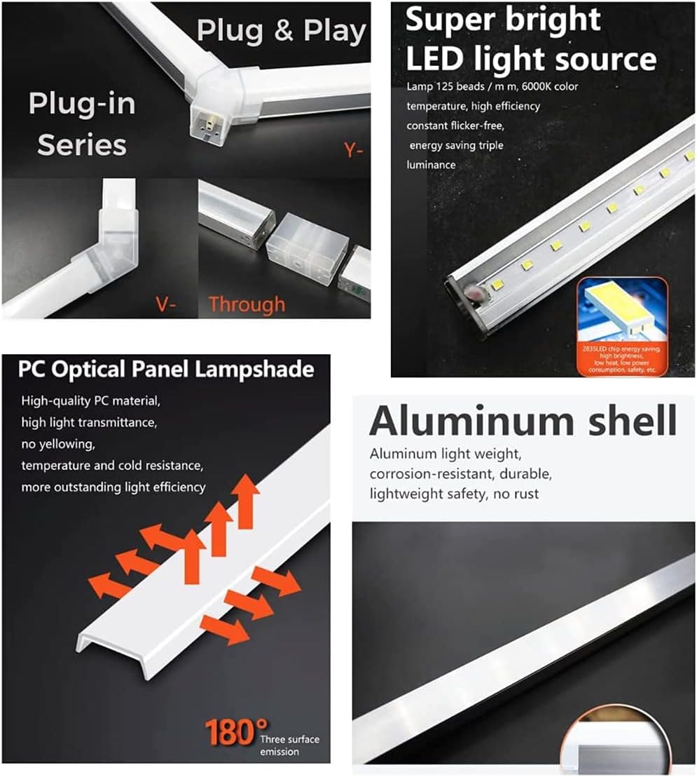 LED-Licht, sechseckig, für Auto-Details, 534 W, 60.000 lm, 6500 K, tagesweiß, für Autopflege, Waschraum, Garagendecke