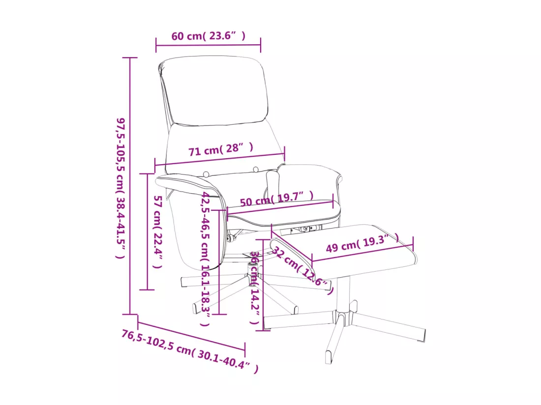 Fauteuil de massage inclinable avec repose-pied noir tissu