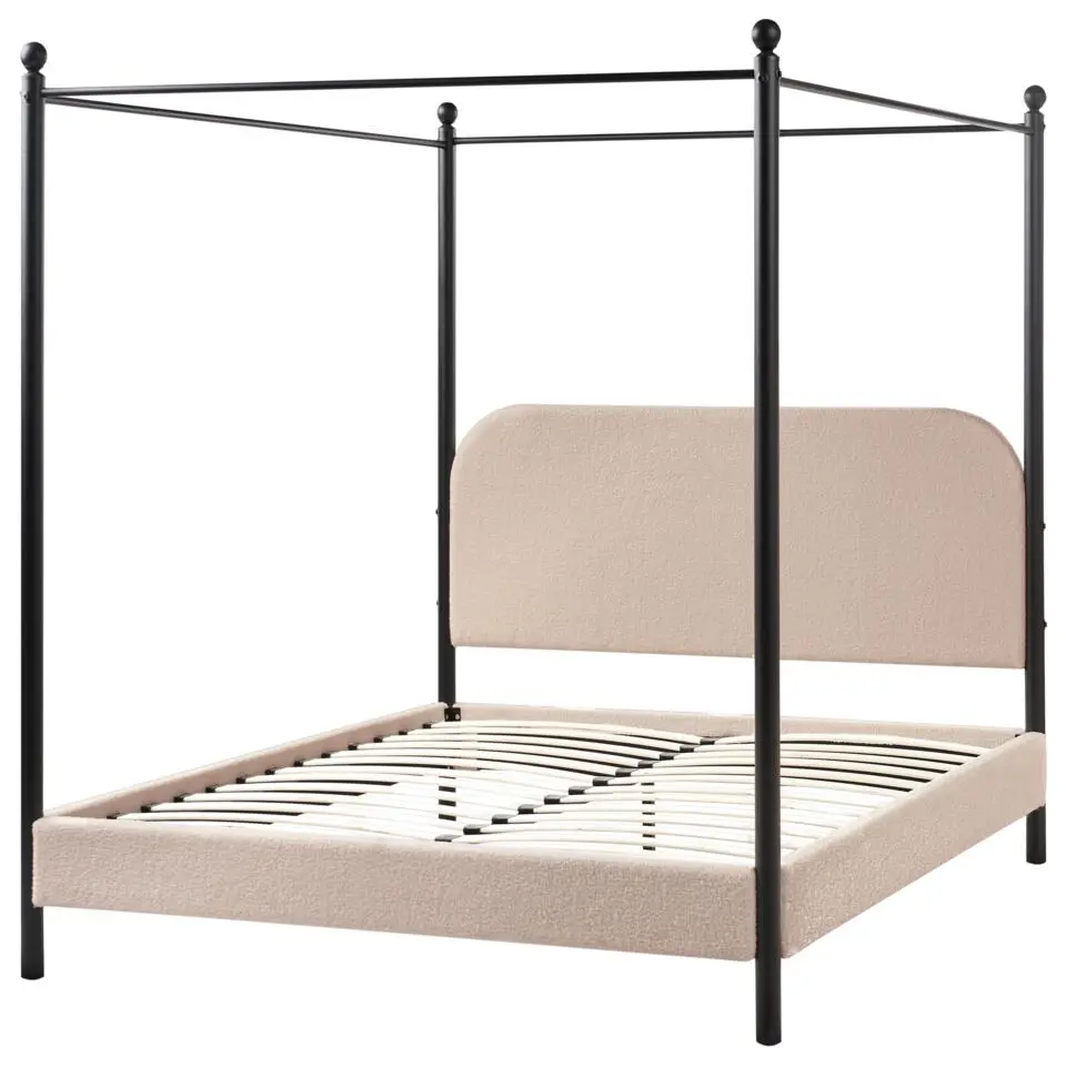 DANNEMOIS - Tweepersoonsbed - Taupe - 140x200 cm - Bouclé