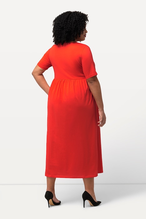 Jerseykleid, Empirenaht, A-Linie, V-Ausschnitt, Halbarm