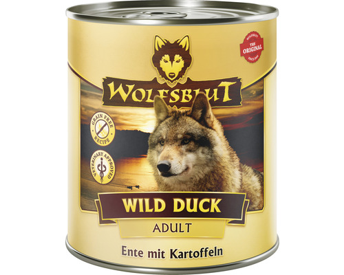 WOLFSBLUT Wild Duck Adult nat hondenvoer, eend met aardappelen en waardevolle superfoods, graanvrij, glutenvrij, 800 g