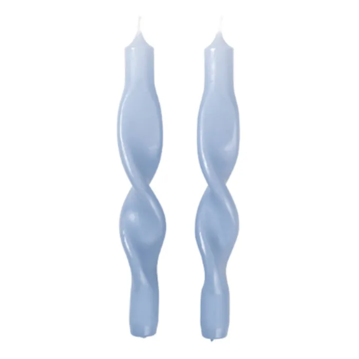 Broste Copenhagen Bougie torsadée Twist - Set de 2 | Bleu ciel