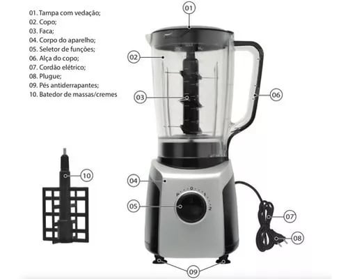 Liquidificador Philco Samurai Premium Processador 1,7l 800w