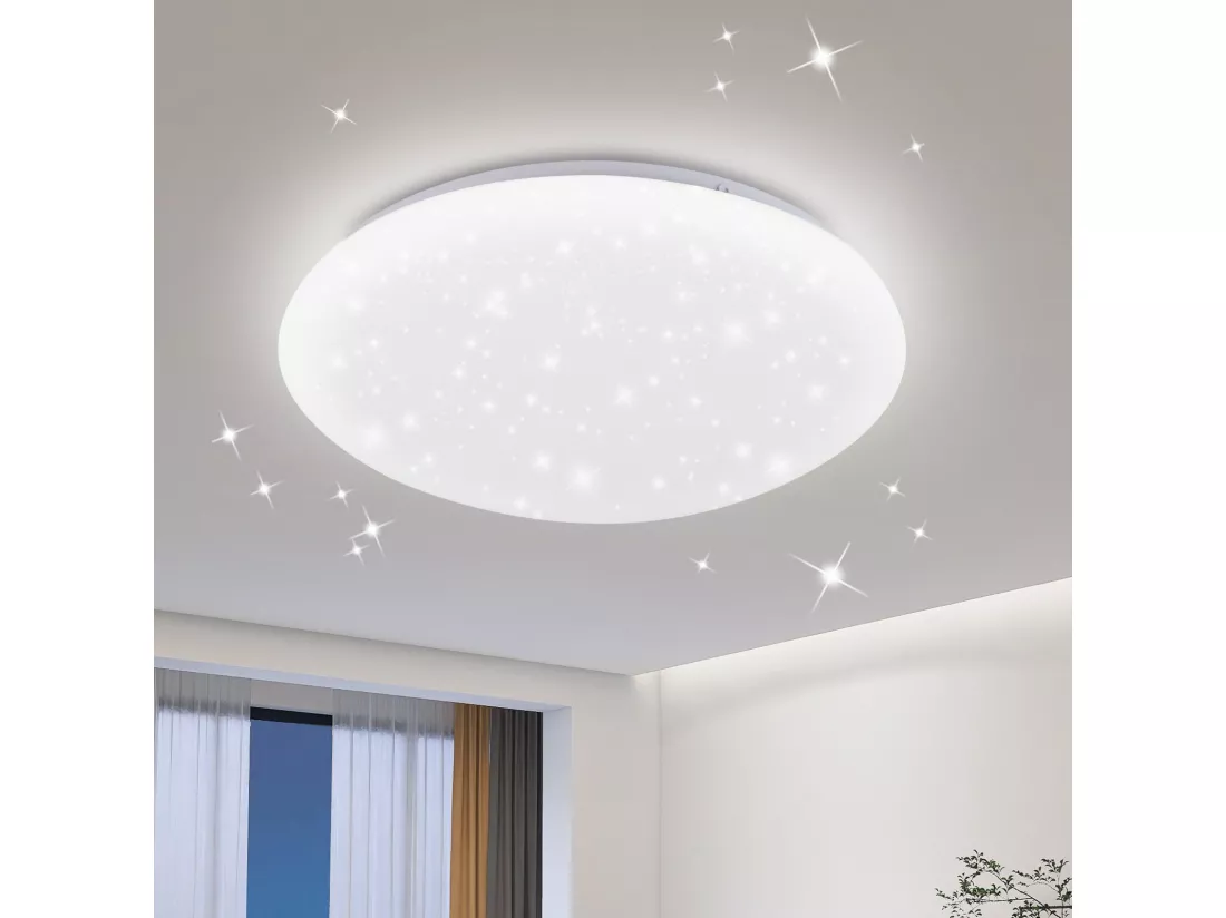 NETTLIFE Plafonnier LED 12W, 6000K, 25cm Blanc Neutre Éclairage de Plafond Ciel Étoilé Lampe de Couloir Ronde pour Chambre d'Enfant Salon