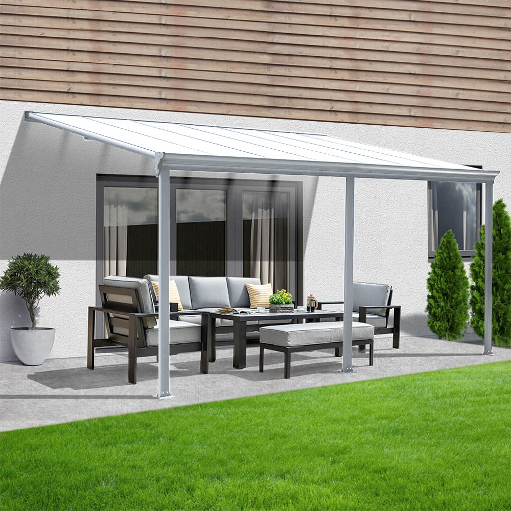 Home Deluxe - SOLIS Terrasoverkapping - Wit - B/D/H: 557 x 303 x 226/278 cm - incl. dubbelwandige polycarbonaatplaten, bevestigingsmateriaal | Carport Paviljoen Pergola