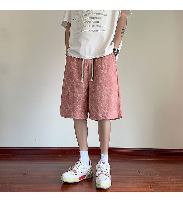 AXEN - Corduroy Bermuda met trekkoord en print