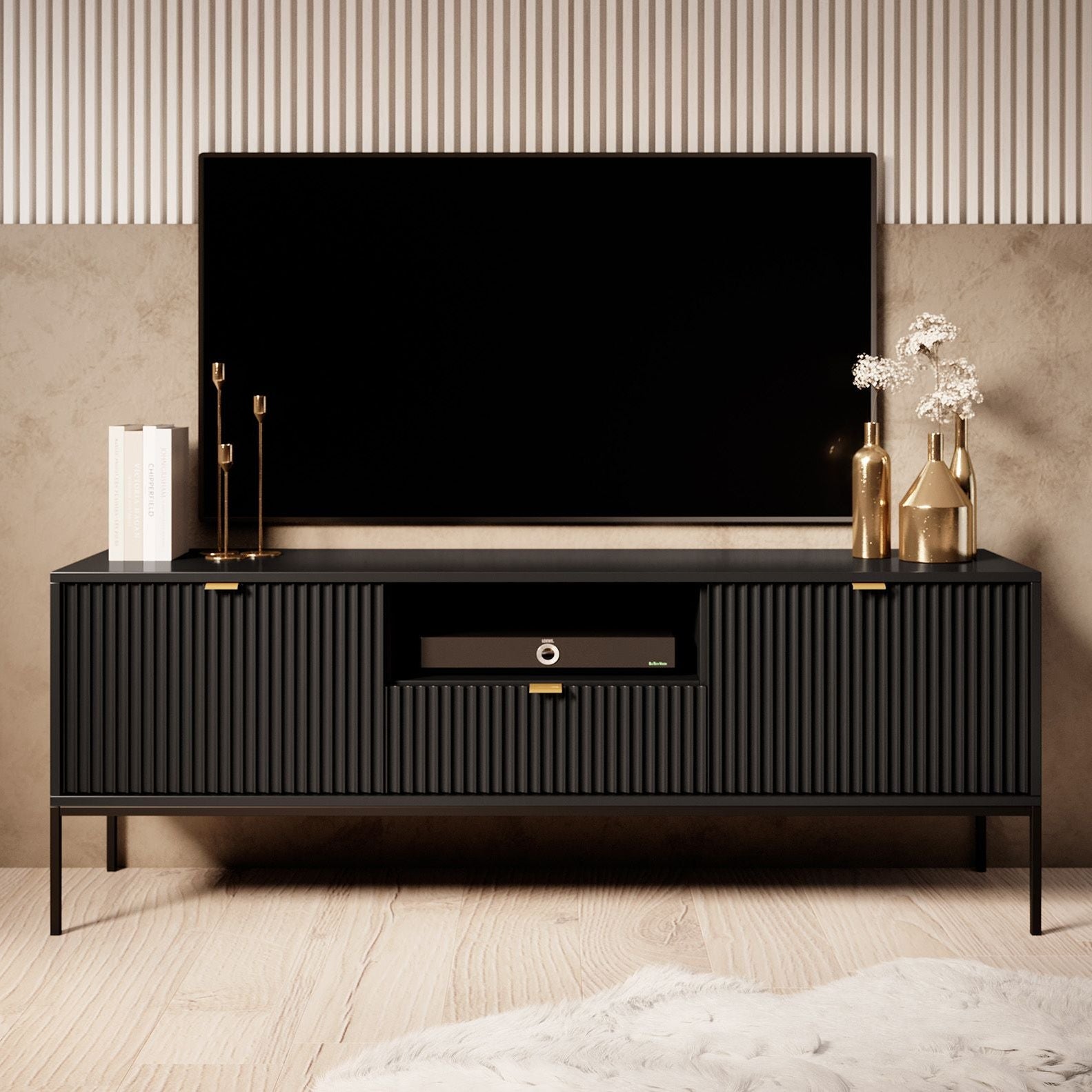 Navil - TV-Meubel - Zwart - 154x39x56 cm