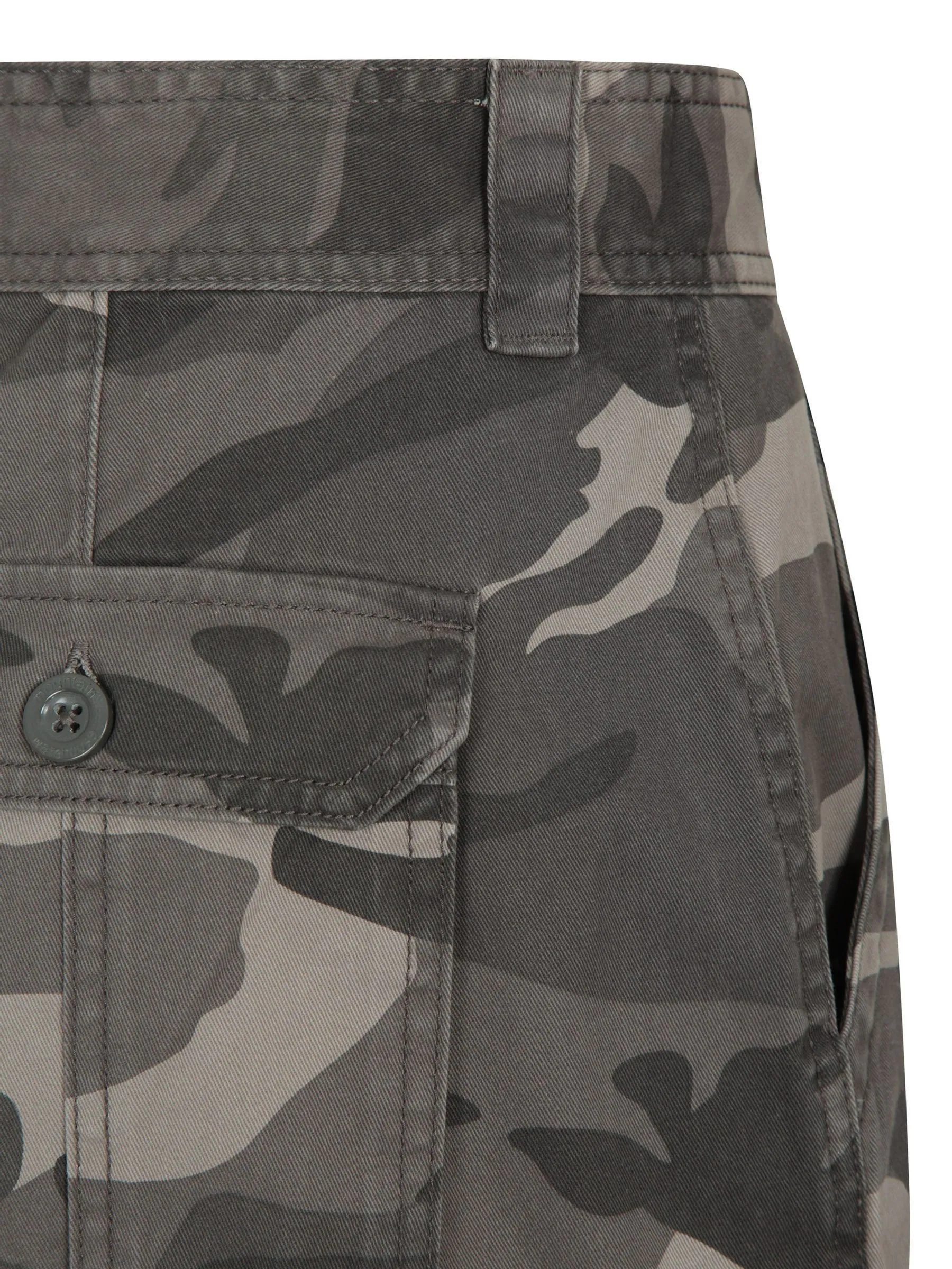 Zwart - Mountain Warehouse - 100% katoenen dunne cargoshort met camouflageprint voor heren