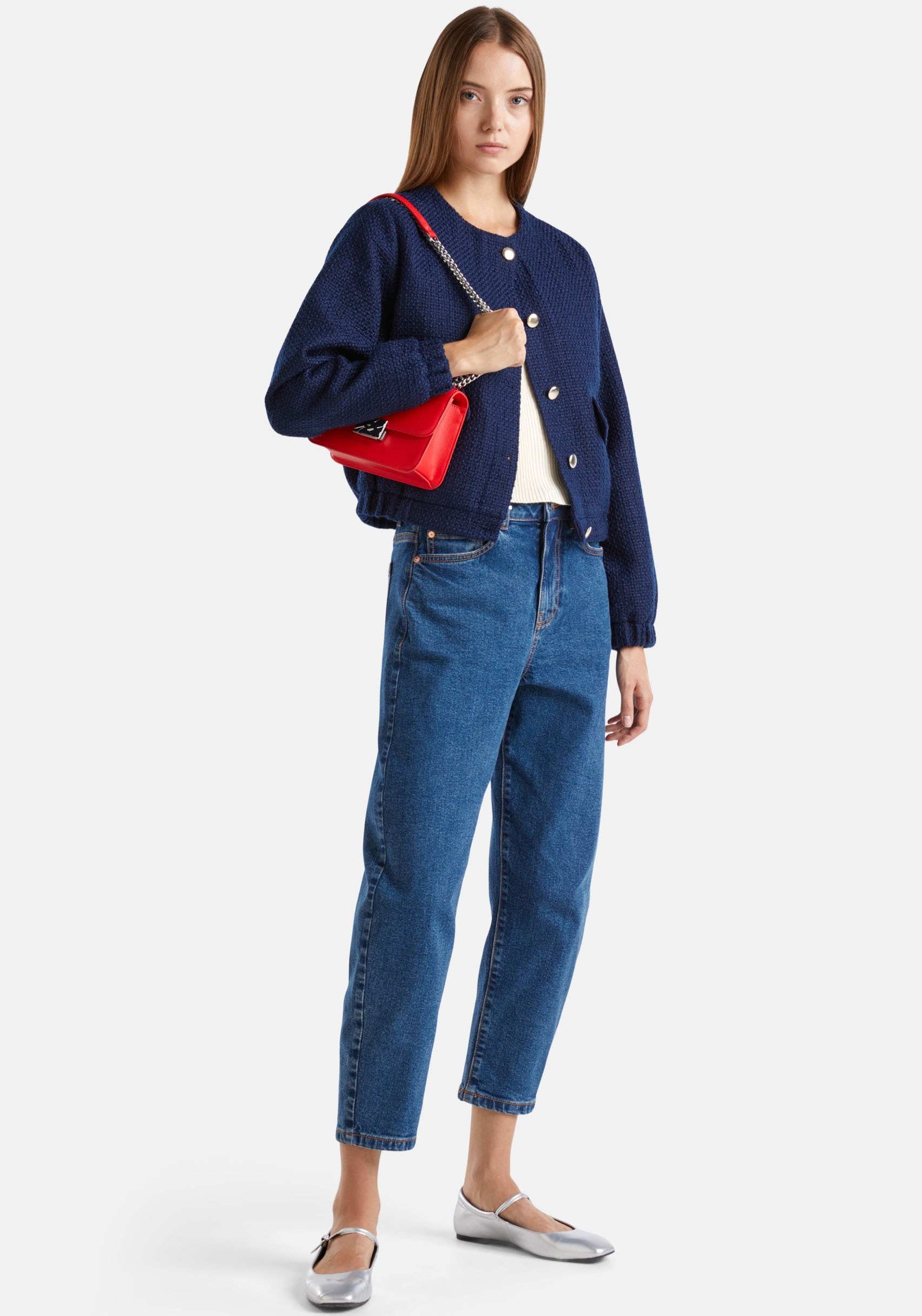 United Colors of Benetton Bomberjacke mit Knopfleiste in Strickware