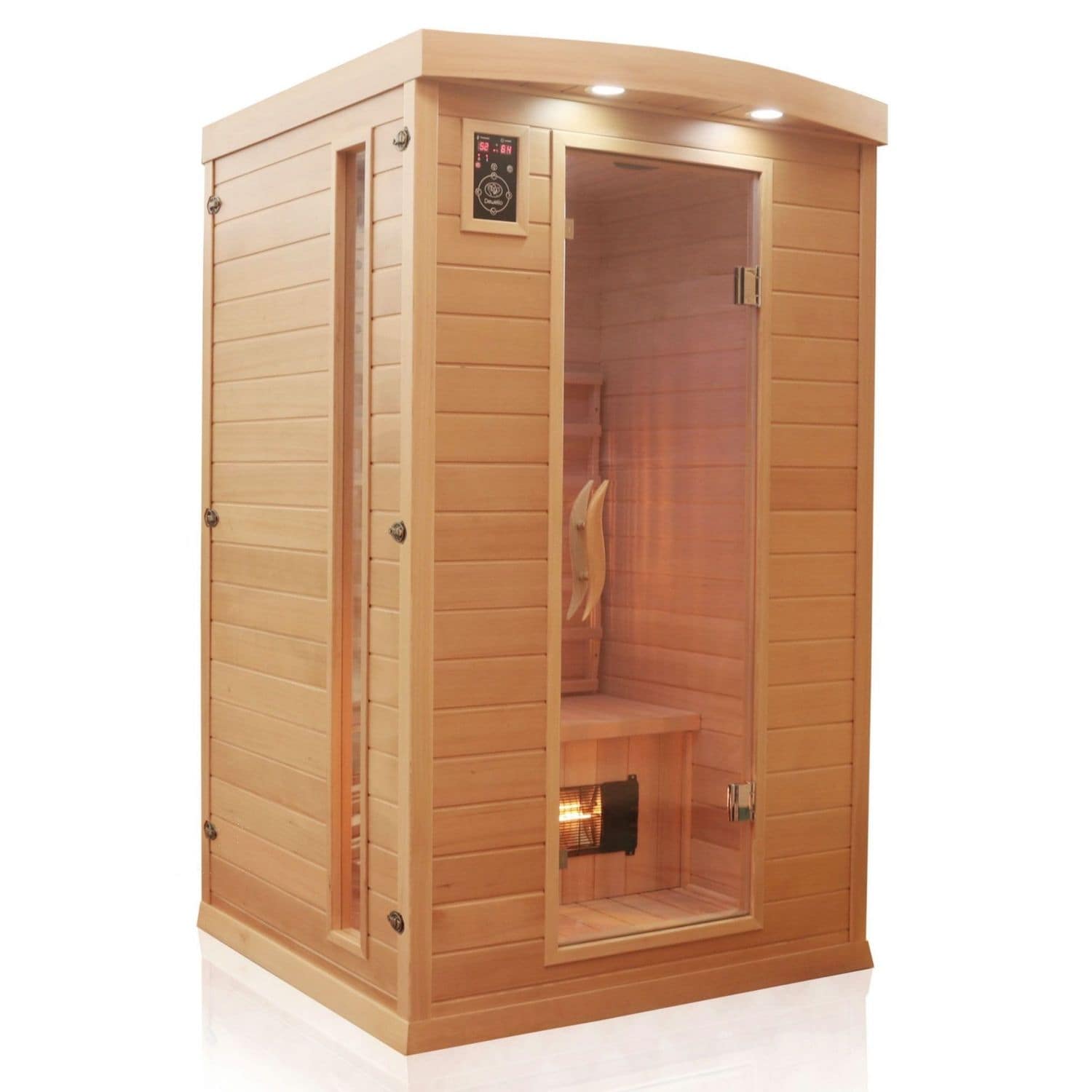 Dewello® Infrarotkabine Infrarotsauna HYDER 115cm x 105cm inkl. 6 Vollspektrumstrahler, Radio, Farblicht, 2 Personen,LED
