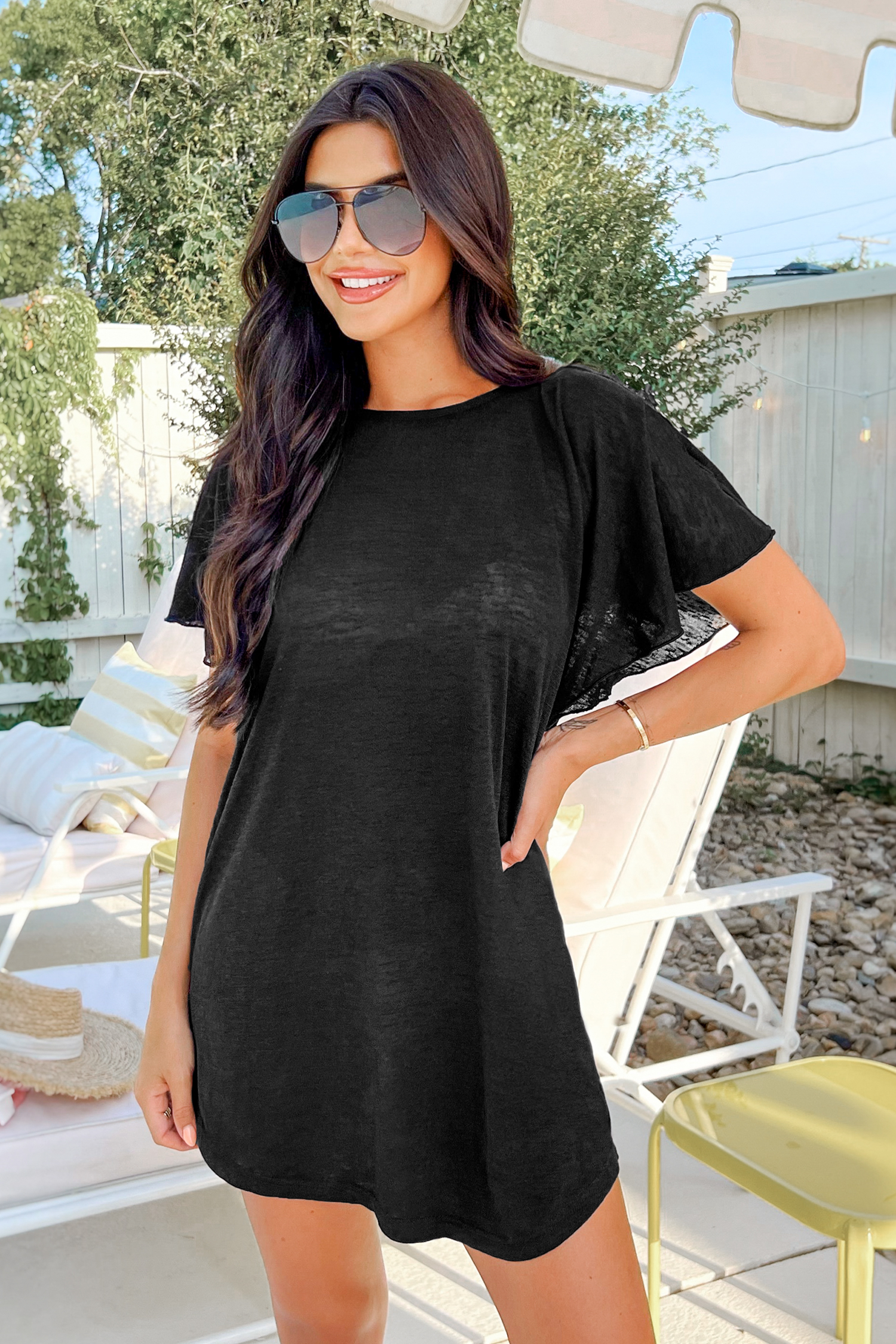 Robe cover up à manches dolman et découpes