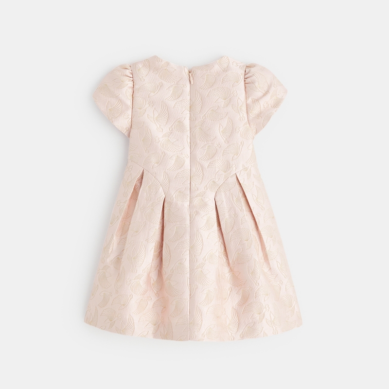 Robe de fête oiseaux brodés rose bébé fille