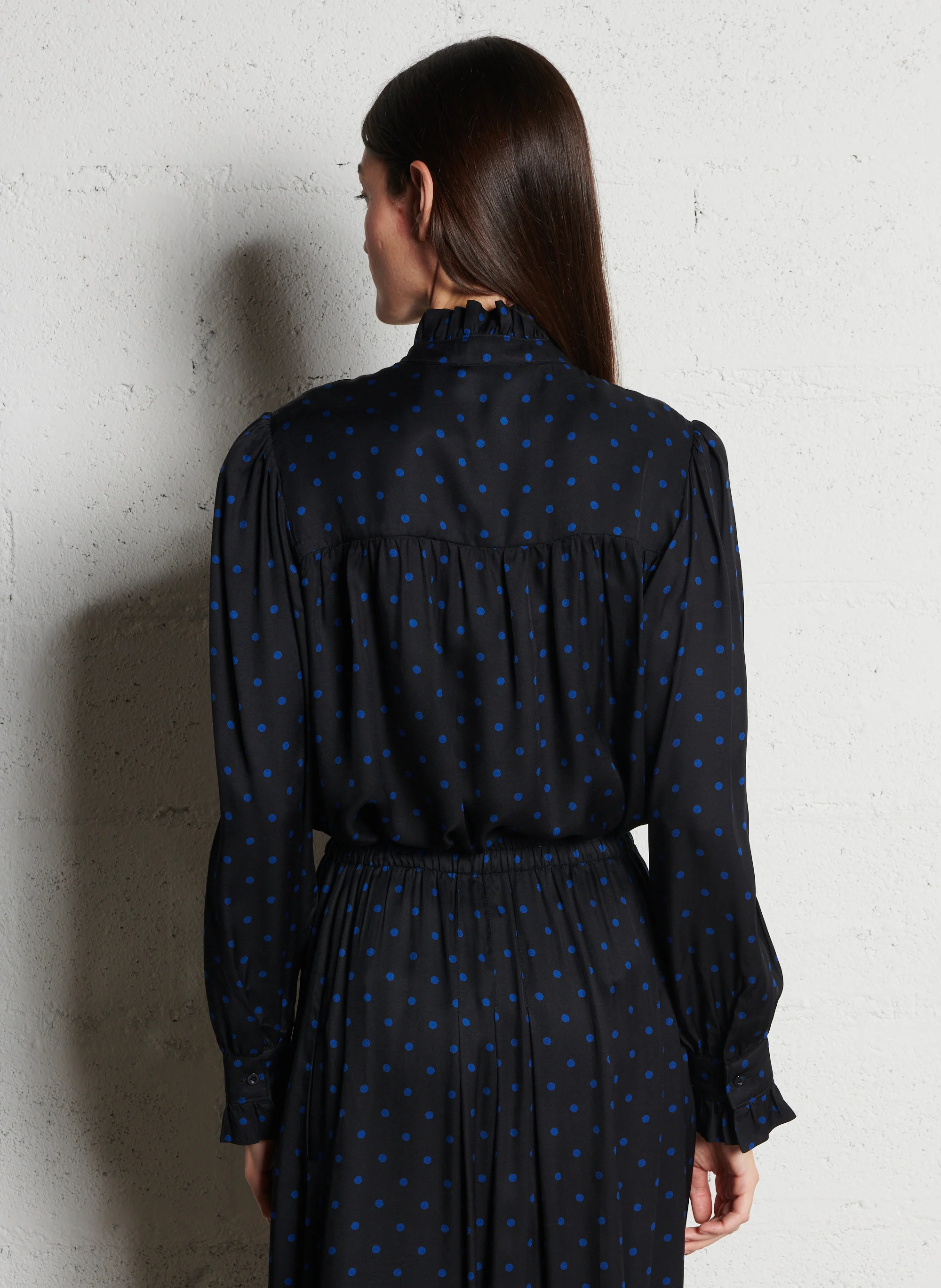 MAXINE - Chemise col victorien droite en coton | Noir