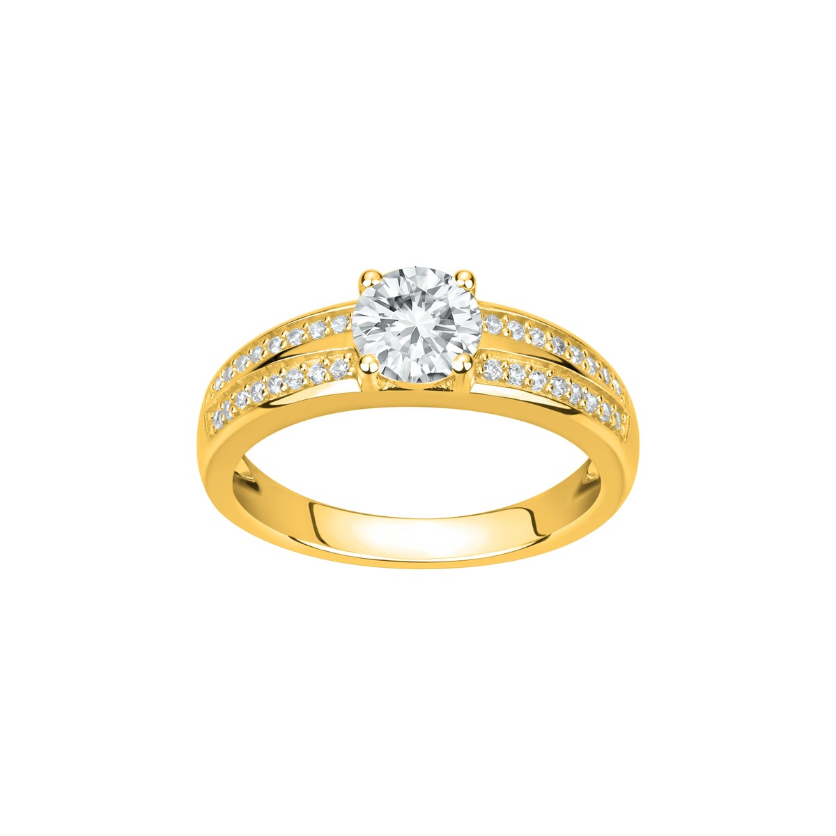 Bague de fiançailles en Plaqué Or avec oxyde de zirconium blanc