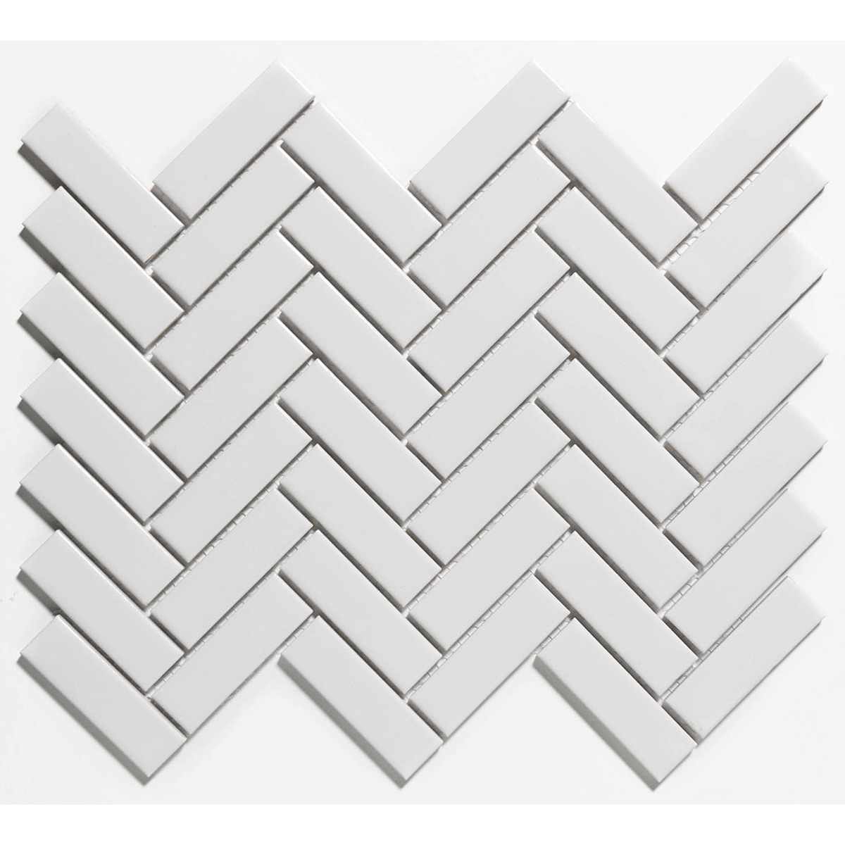 Tegelsample: The Mosaic Factory Paris visgraat mozaïek tegels 25x32 extra wit