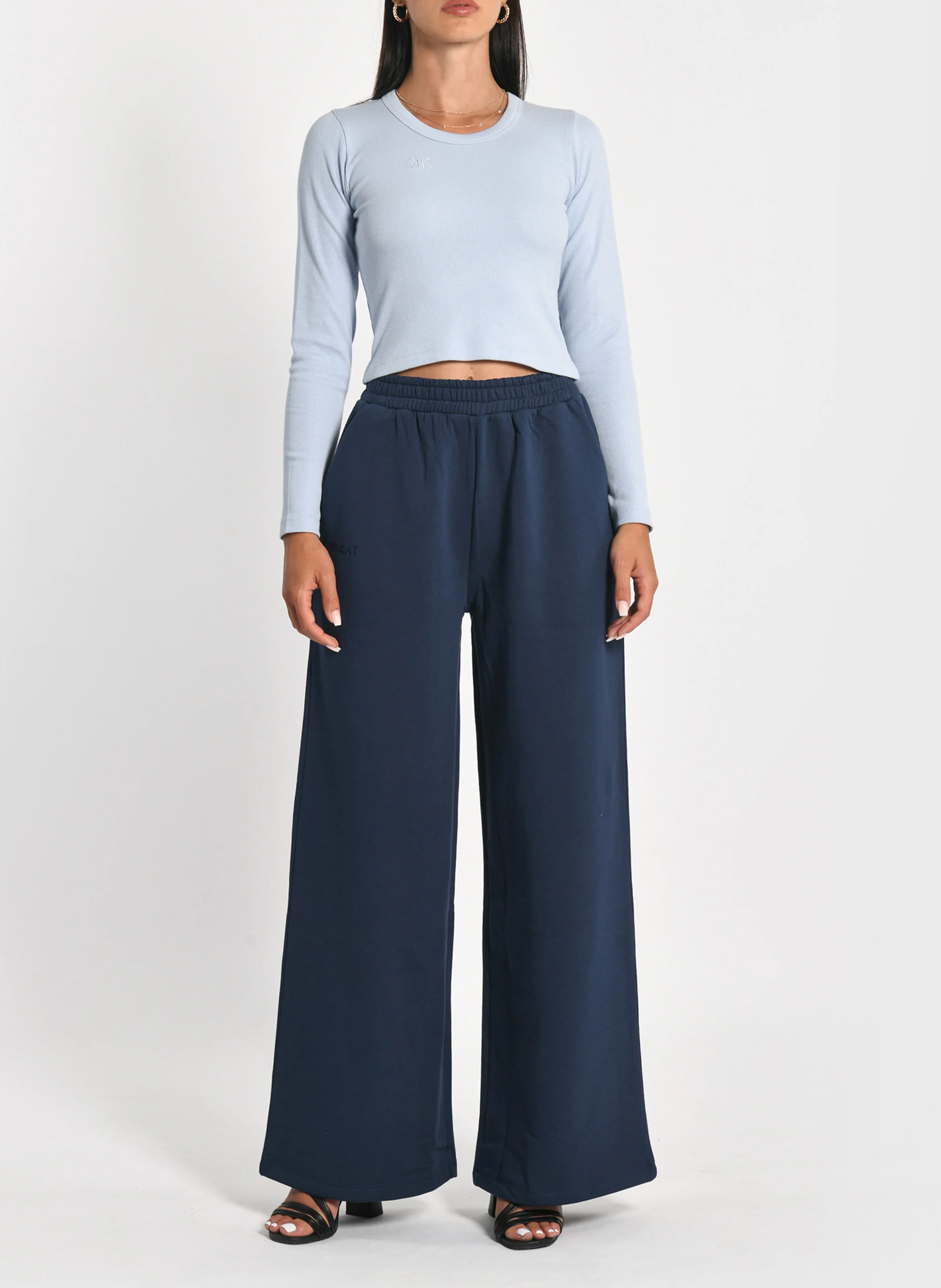 SUZY - Jogging large en coton mélangé | Bleu