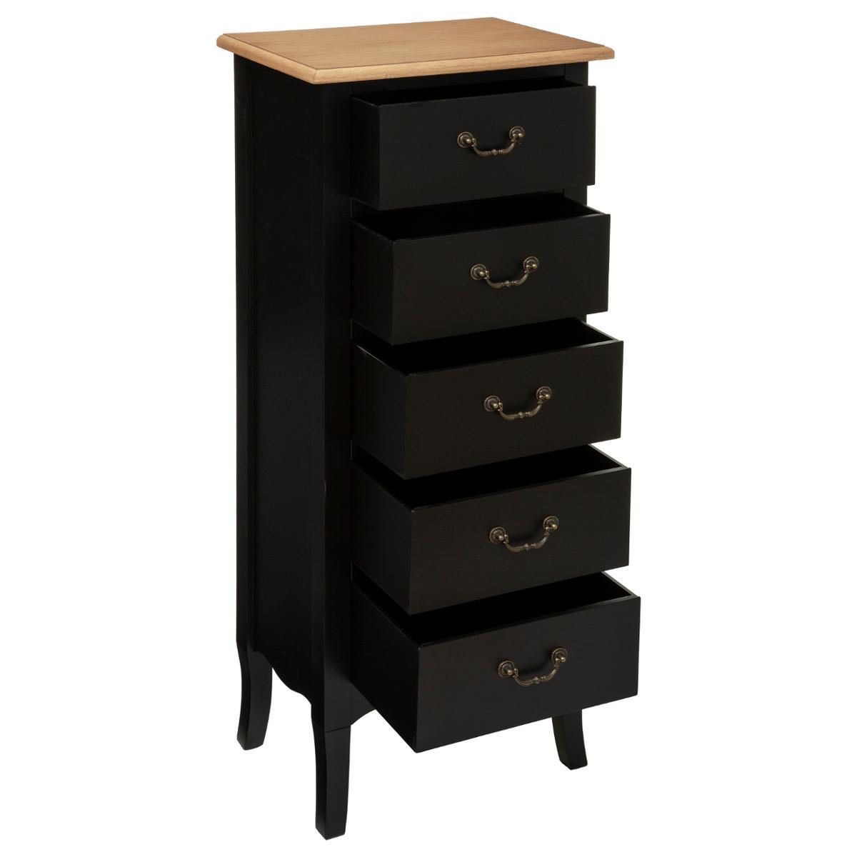 CHIFFONNIER 5 TIROIRS NOIR CHRYSA